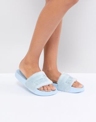 puma furry sliders