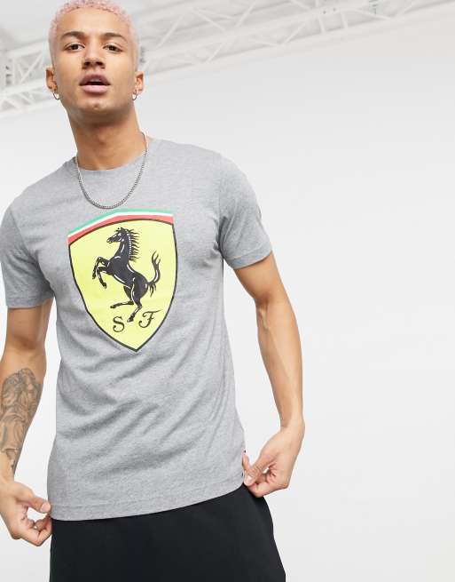 Puma Ferrari race t-shirt with shield emblem in gray | ASOS