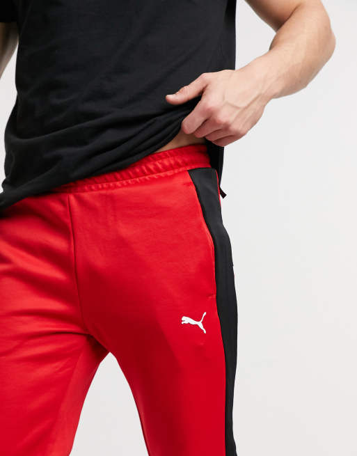 PUMA ferrari T7 tracksuit bottoms in red ASOS