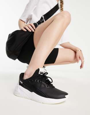 PUMA FIER NITRO LEATHER SNEAKERS IN BLACK-WHITE