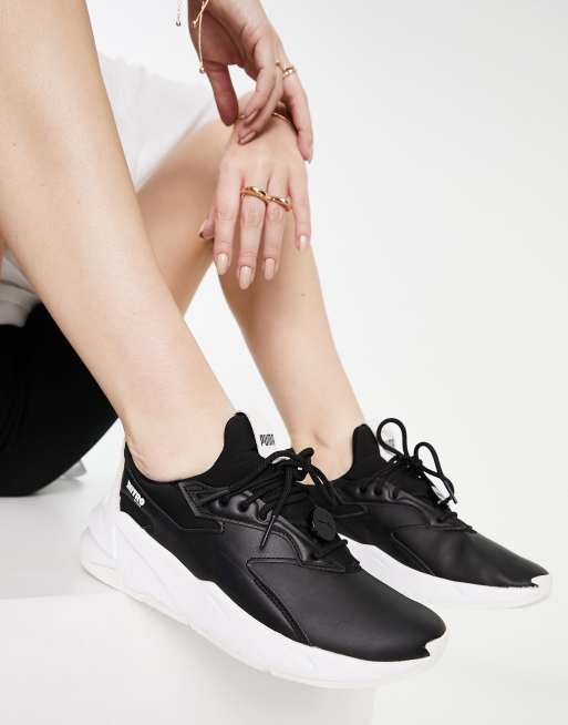 Womens black store leather puma sneakers