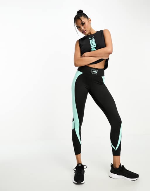 Puma Fit Eversculpt high waist 7/8 leggings in black and mint