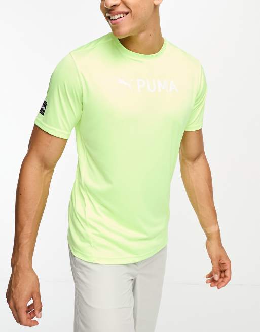 Puma Fit logo t-shirt in yellow