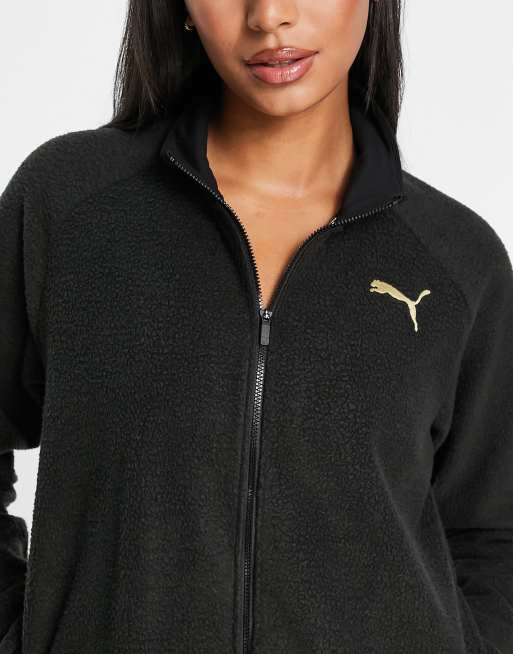 Puma check sherpa clearance hoodie