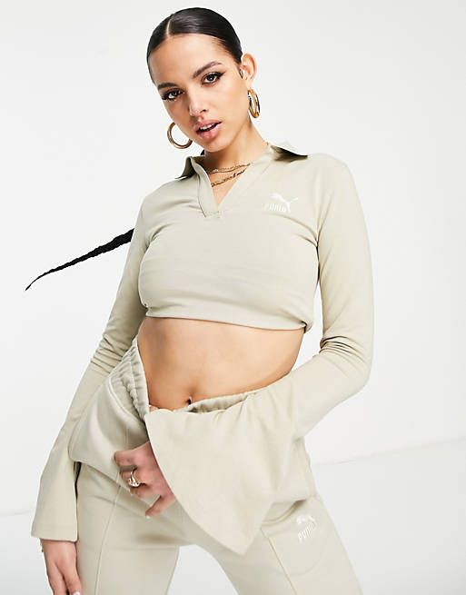 Puma flare sleeve polo top in spray green - exclusive to ASOS