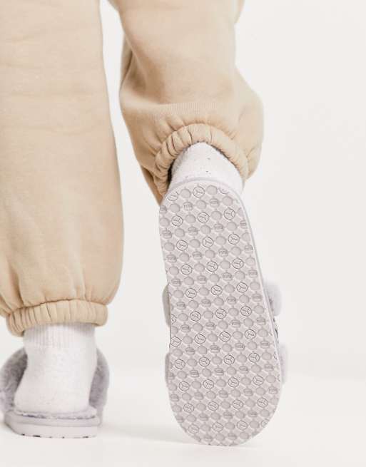 Puma Fluff slider slippers in grey ASOS