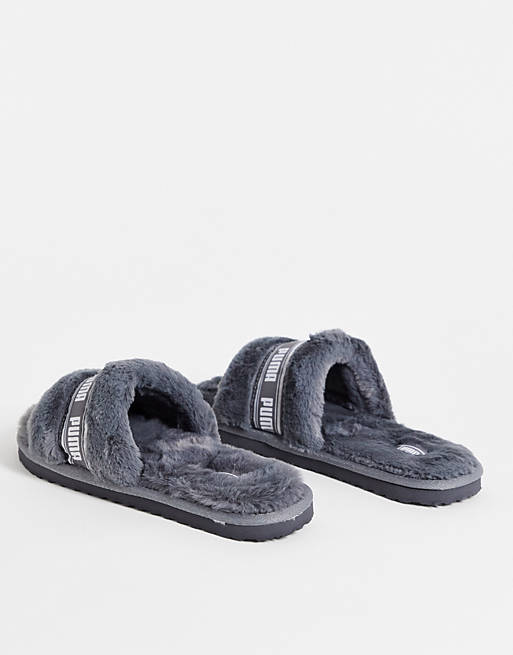 Women Puma Fluff slippers in grey 