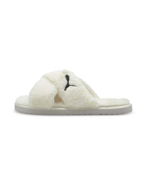 Puma Fluff slippers in white