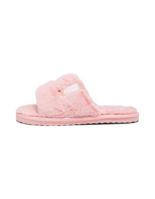 Puma fluffy pink store slides