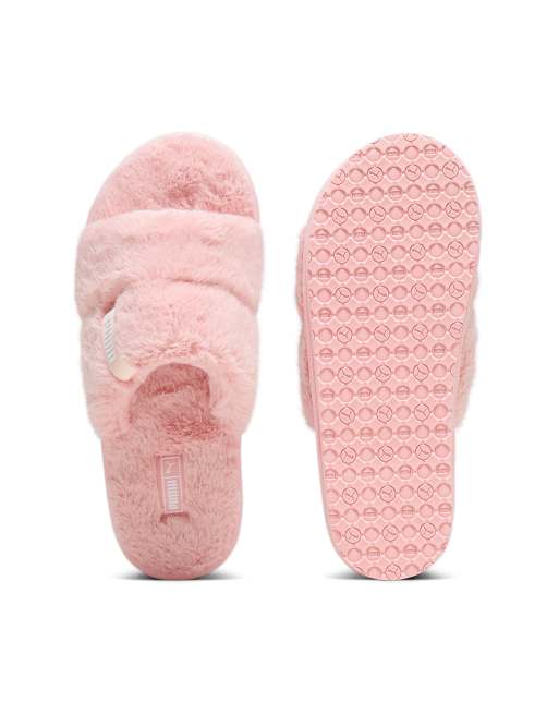 Pink fluffy pumas best sale