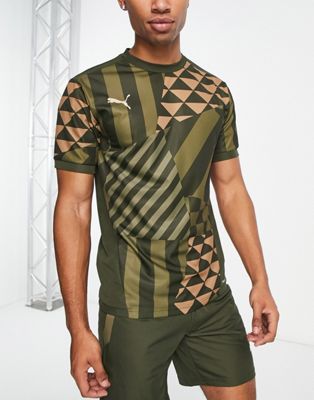 Puma Football Park t-shirt in dark khaki print - ASOS Price Checker