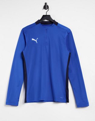 PUMA – Football – Langärmliges Shirt in Blau mit Chevron-Print-Marineblau