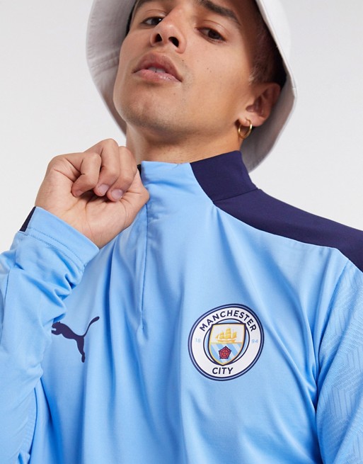 Puma Football Manchester City 1/4 zip top in blue