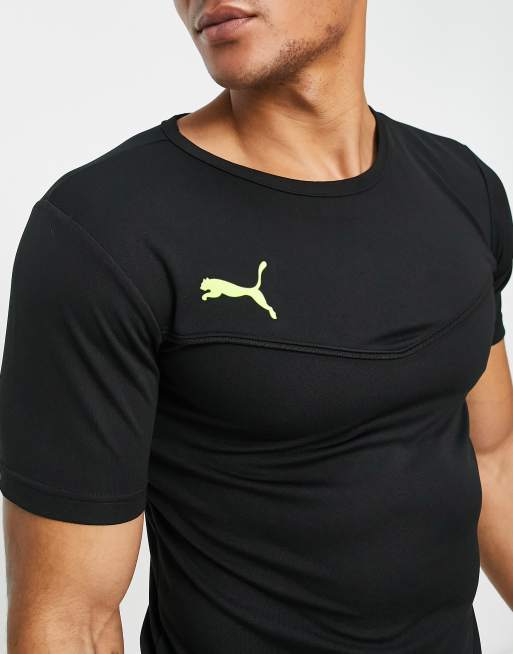 Puma Football Rise T shirt d entra nement Noir et jaune fluo