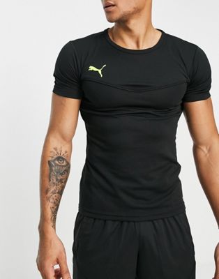 Puma Football Rise Training t-shirt in black and yellow pop