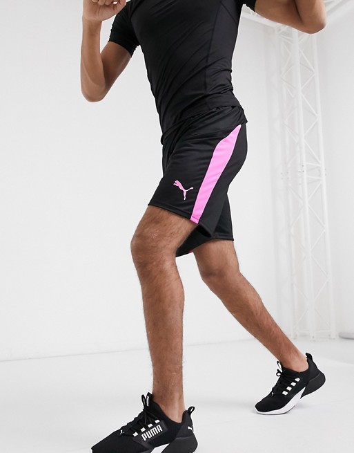 Puma Football shorts in black and pink