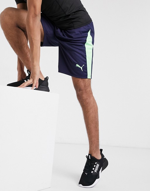 Puma Football shorts in navy and green