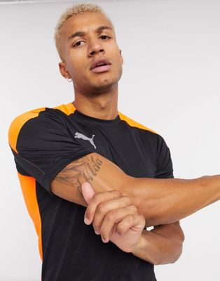 Puma Football t-shirt in black with contrast panel