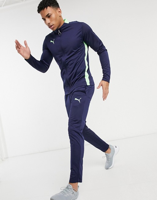 Puma Football tracksuit in navy and green
