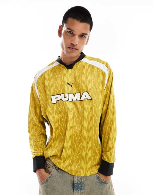 PUMA – Football – Żółty dżersejowy T-shirt piłkarski z długimi rękawami 