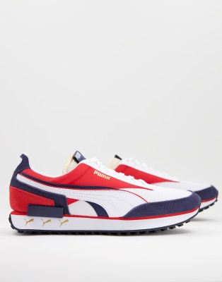 Puma Future Rider Multi Cat Sneakers In White Red And Blue Exclusive To Asos Modesens