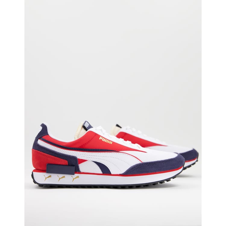 Puma red white blue on sale shoes