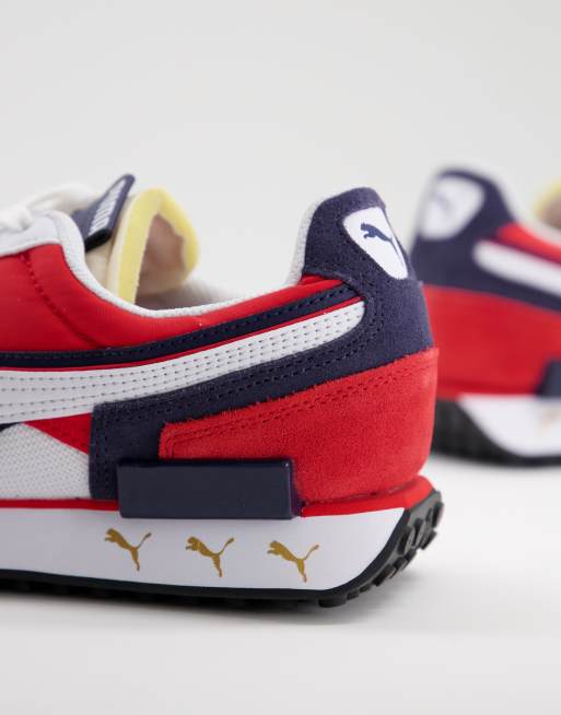 Puma Future Rider Multi Cat Sneakers In White Red And Blue Exclusive To Asos Asos