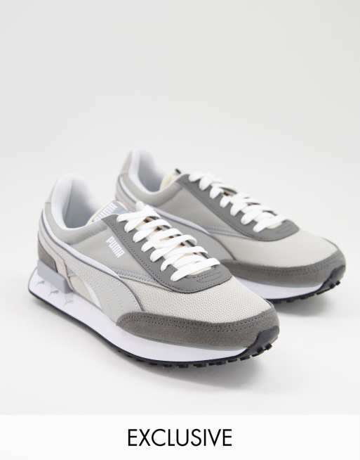 Puma FUTURE RIDER DISPLACED UNISEX Trainers Quarry/white/grey ...