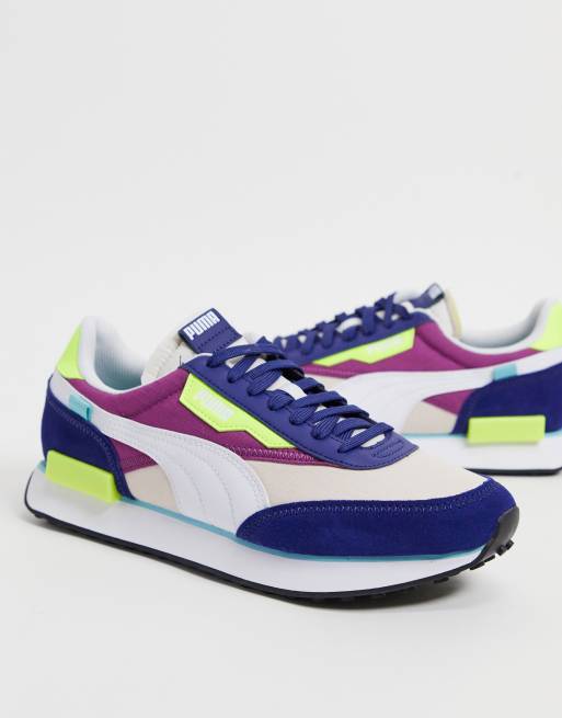 Puma Future Rider Play On Sneakers In Navy And Pink Asos