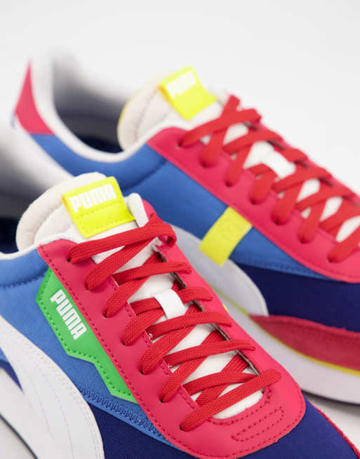 Puma Future Rider Play On Trainers In Red And Blue Asos