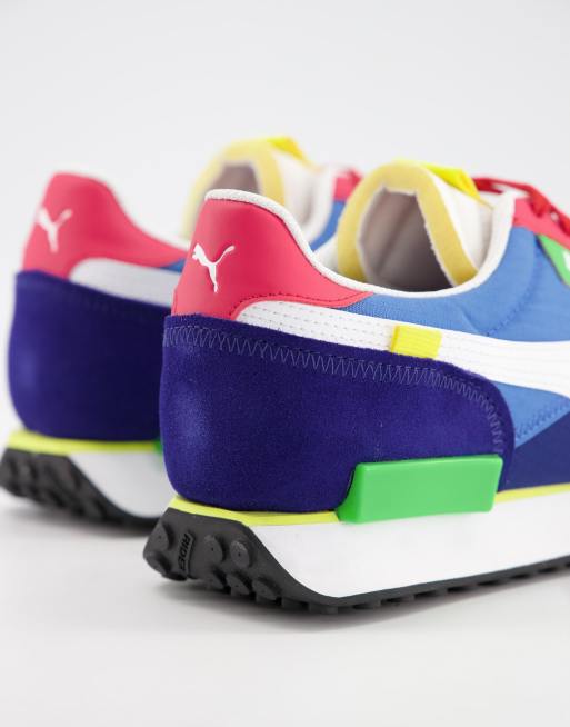 Puma Future Rider Play On Trainers In Red And Blue Asos