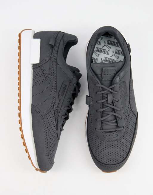 Puma Future Rider Premium Sneakers In Black With Gum Sole Asos