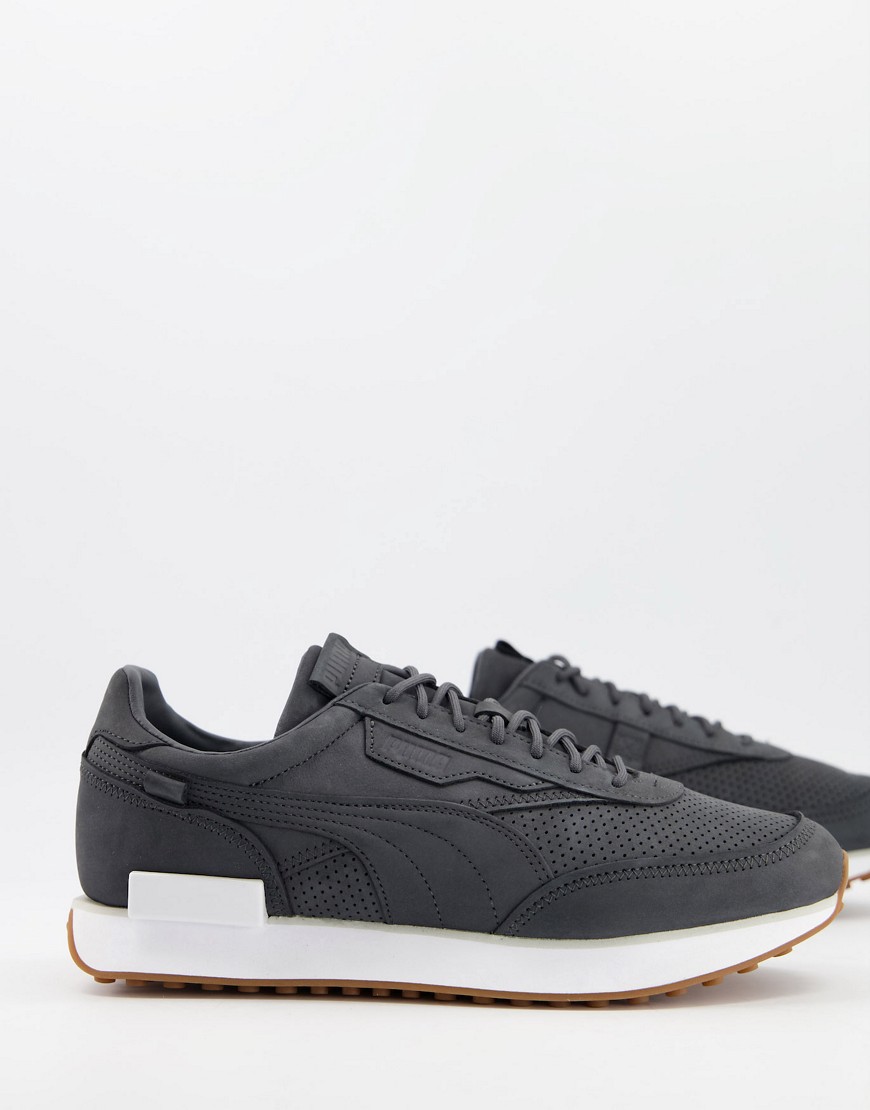 Puma Future Rider Premium Sneakers In Black With Gum Sole | ModeSens