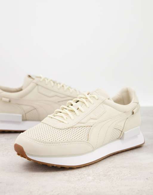 Puma Future Rider premium trainers in cream with gum sole