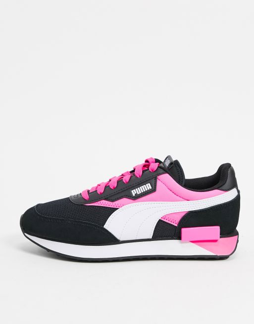 Puma Future Rider sneakers in black and pink