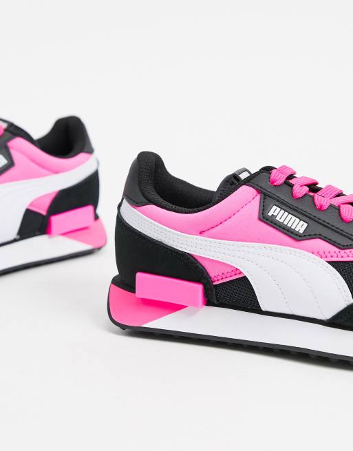 Puma Future Rider sneakers in black and pink