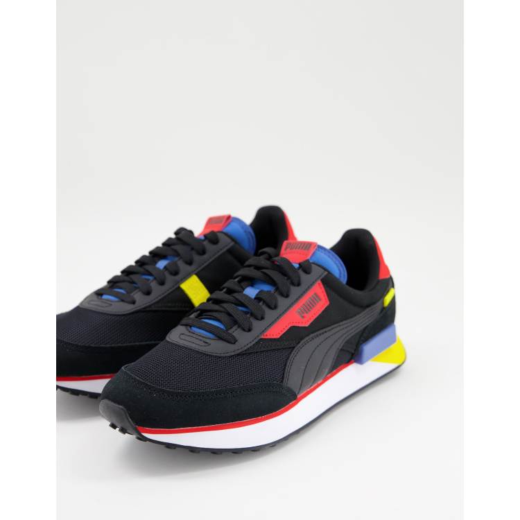 Puma Future Rider Sneakers In Black And Red Asos