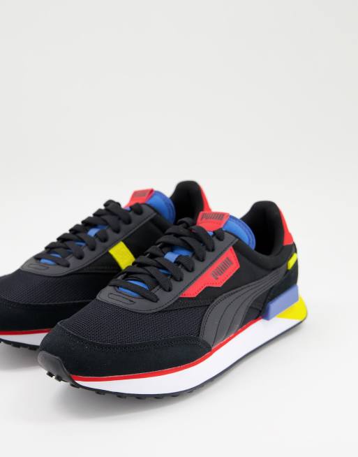 Puma Future Rider Sneakers In Black And Red Asos