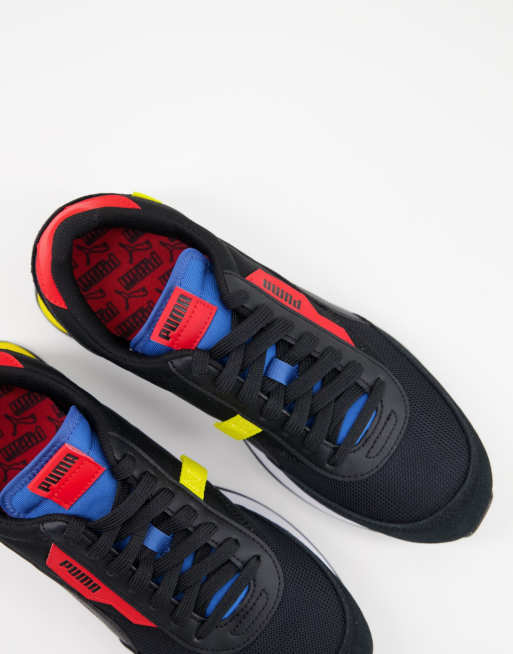 Puma red blue top yellow shoes