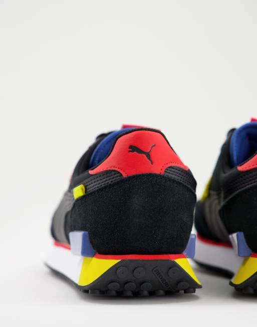Puma Future Rider Sneakers In Black And Red Asos