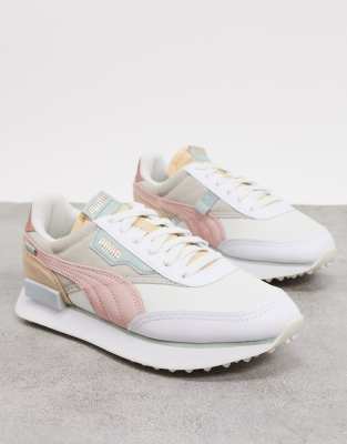 Puma Future Rider Sneakers In Cream And Pink Asos