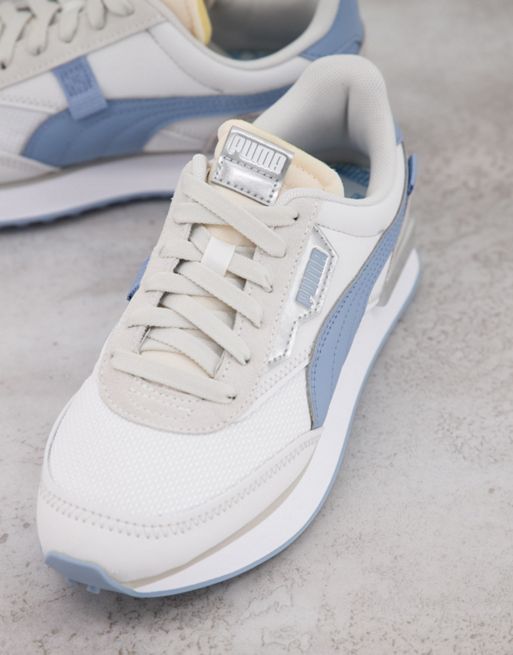 Puma Future Rider Sneakers In Off White And Blue Asos
