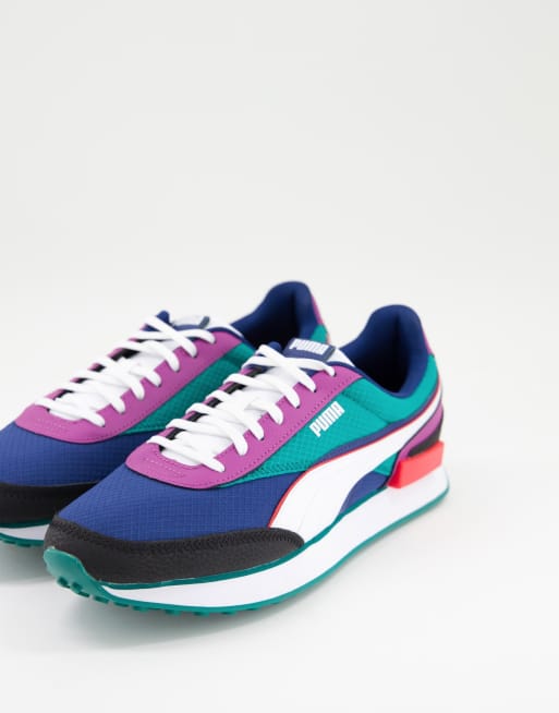 Puma Future Rider Sneakers In Purple And Green Asos