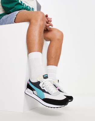 Puma Future Rider Sneakers In Turquoise And Black Asos