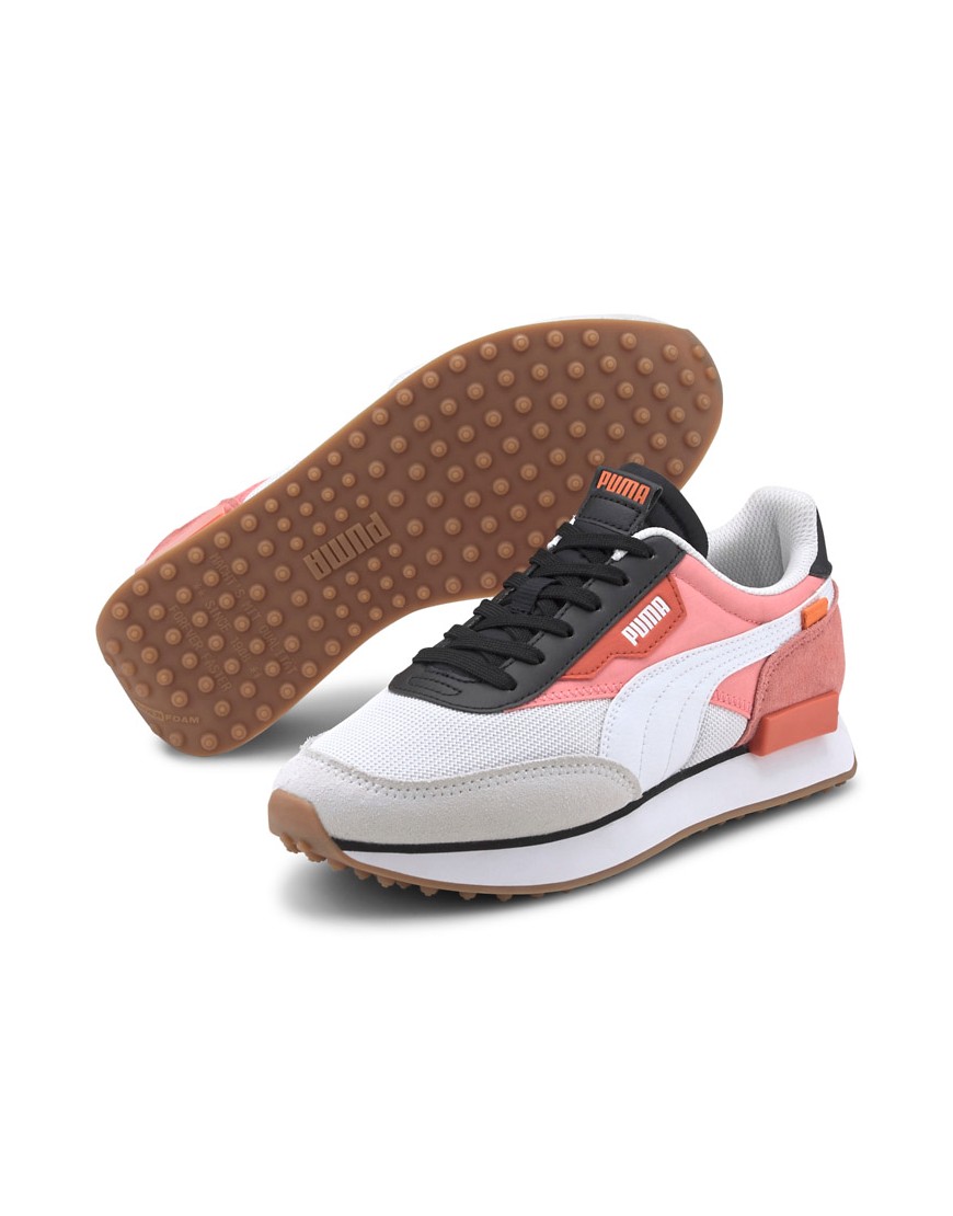 Puma Future Rider sneakers in white and pink