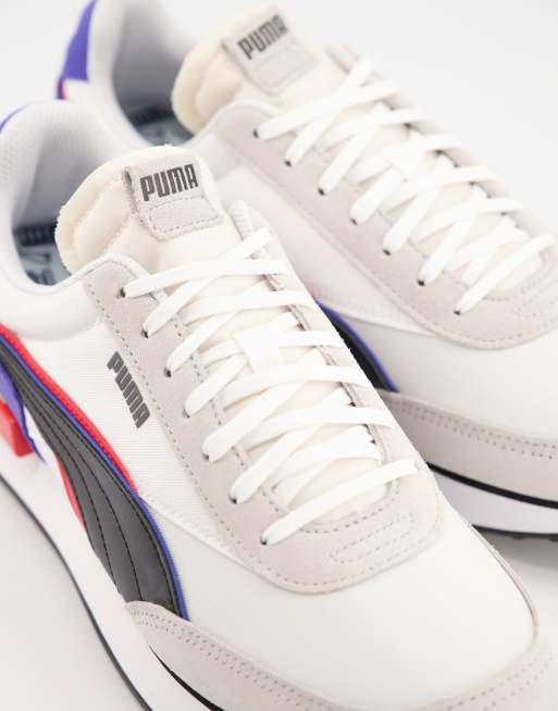 Puma white store blue red