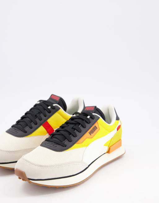 Puma Future Rider Sneakers In Yellow And Off White Nasscorp