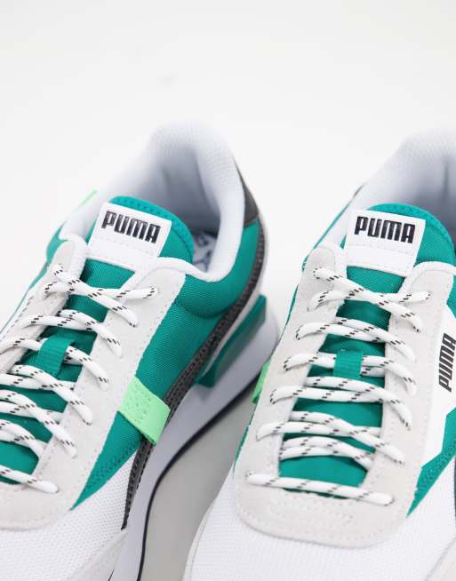 Puma Future Rider Summer Sneakers In White And Blue Asos