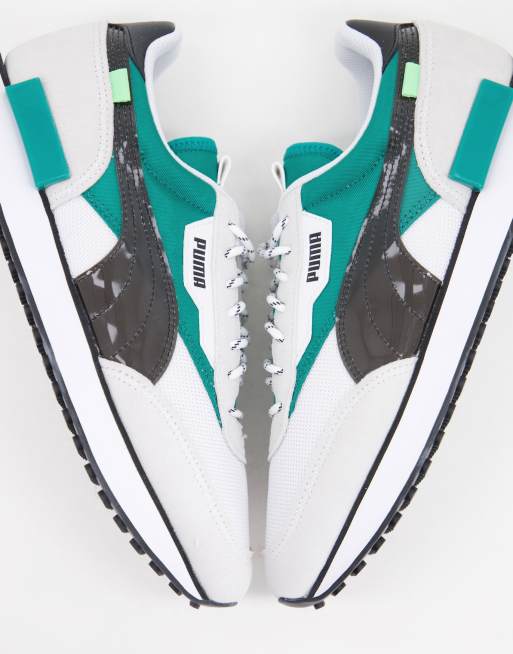 Puma Future Rider Summer Sneakers In White And Blue Asos