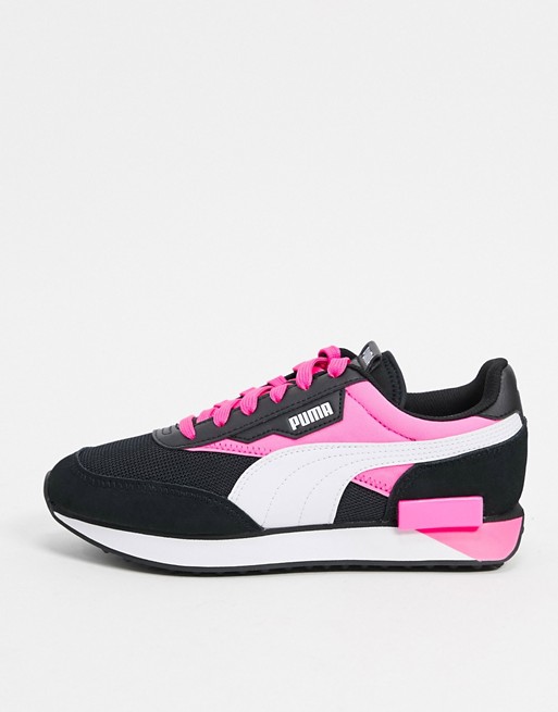 Puma Future Rider trainers in black and pink